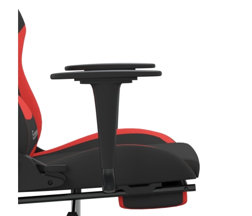 Silla gaming de masaje con reposapiés tela negro y rojo