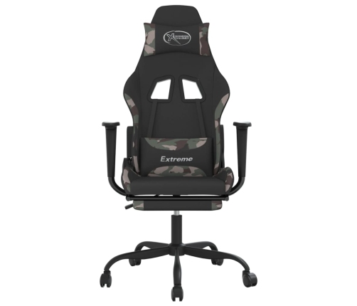 Silla gaming de masaje con reposapiés tela negro y camuflaje