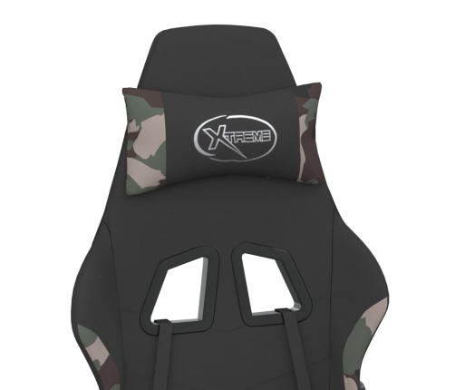 Silla gaming de masaje con reposapiés tela negro y camuflaje