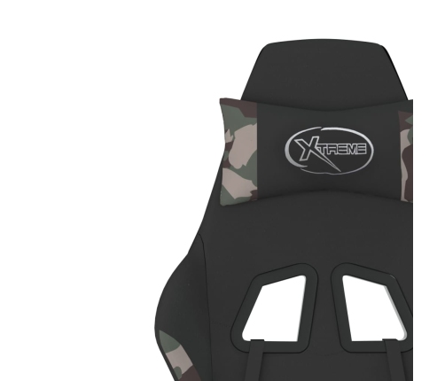 Silla gaming de masaje con reposapiés tela negro y camuflaje