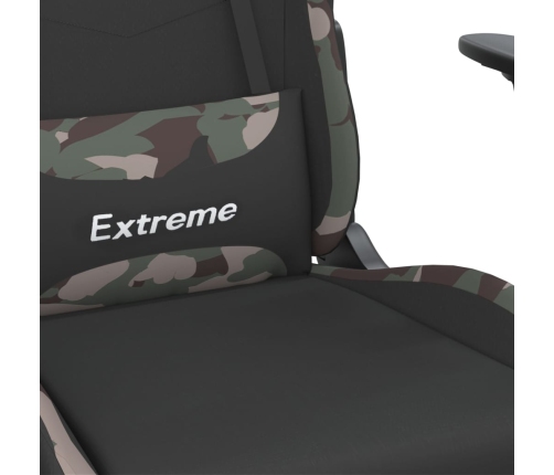 Silla gaming de masaje con reposapiés tela negro y camuflaje