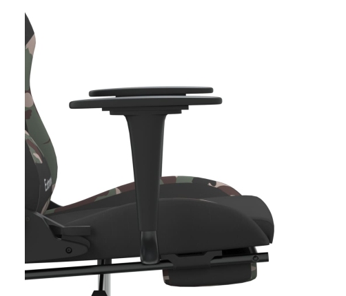 Silla gaming de masaje con reposapiés tela negro y camuflaje