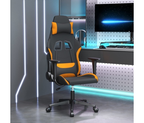 Silla gaming de masaje tela negro y naranja