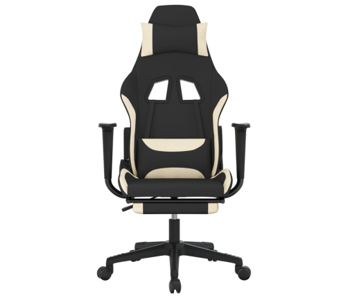 Silla gaming de masaje con reposapiés tela negro y crema