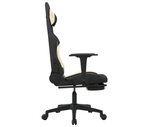 Silla gaming de masaje con reposapiés tela negro y crema