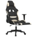 Silla gaming de masaje con reposapiés tela negro y crema