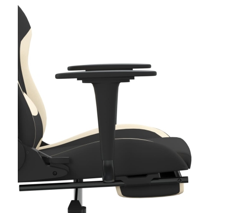 Silla gaming de masaje con reposapiés tela negro y crema