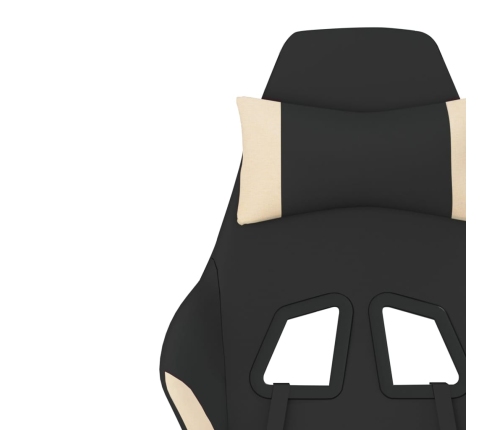 Silla gaming de masaje con reposapiés tela negro y crema