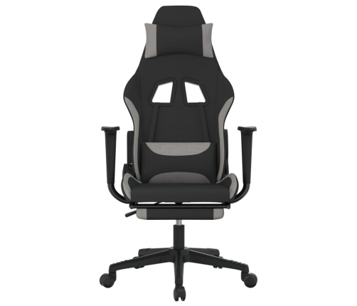 Silla gaming de masaje con reposapiés tela negro y gris claro