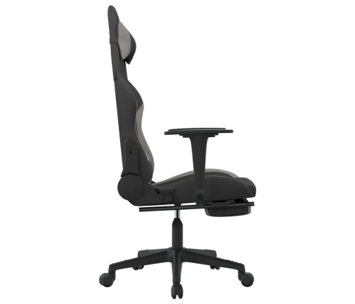 Silla gaming de masaje con reposapiés tela negro y gris claro