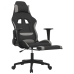 Silla gaming de masaje con reposapiés tela negro y gris claro