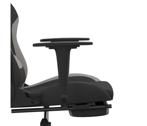 Silla gaming de masaje con reposapiés tela negro y gris claro