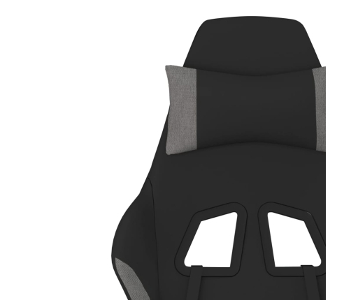 Silla gaming de masaje con reposapiés tela negro y gris claro