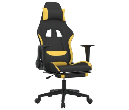 Silla gaming de masaje con reposapiés tela negro y amarillo