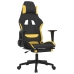 Silla gaming de masaje con reposapiés tela negro y amarillo