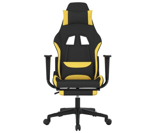 Silla gaming de masaje con reposapiés tela negro y amarillo