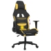 Silla gaming de masaje con reposapiés tela negro y amarillo