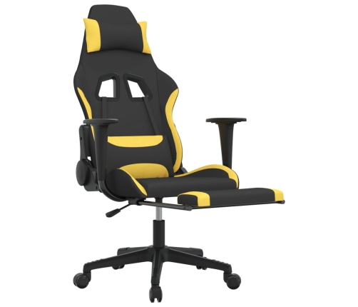 Silla gaming de masaje con reposapiés tela negro y amarillo