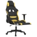 Silla gaming de masaje con reposapiés tela negro y amarillo