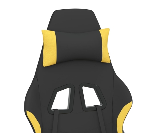 Silla gaming de masaje con reposapiés tela negro y amarillo