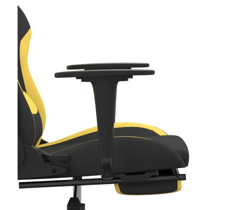 Silla gaming de masaje con reposapiés tela negro y amarillo