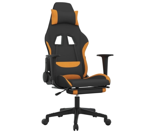 Silla gaming de masaje con reposapiés tela negro y naranja