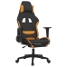 Silla gaming de masaje con reposapiés tela negro y naranja