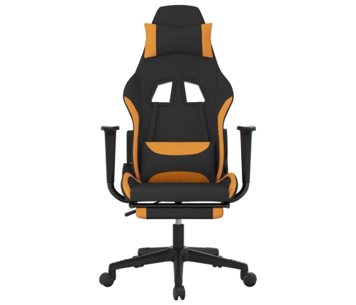 Silla gaming de masaje con reposapiés tela negro y naranja