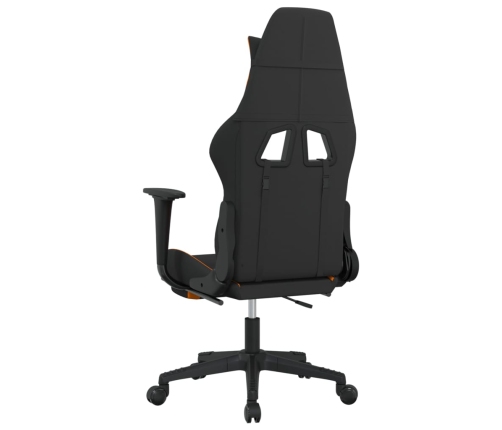 Silla gaming de masaje con reposapiés tela negro y naranja