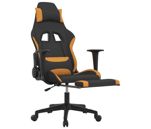 Silla gaming de masaje con reposapiés tela negro y naranja