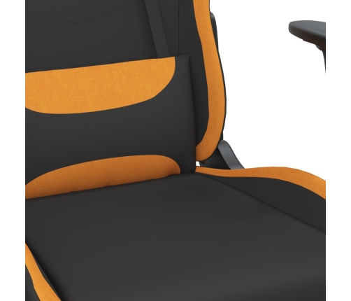 Silla gaming de masaje con reposapiés tela negro y naranja