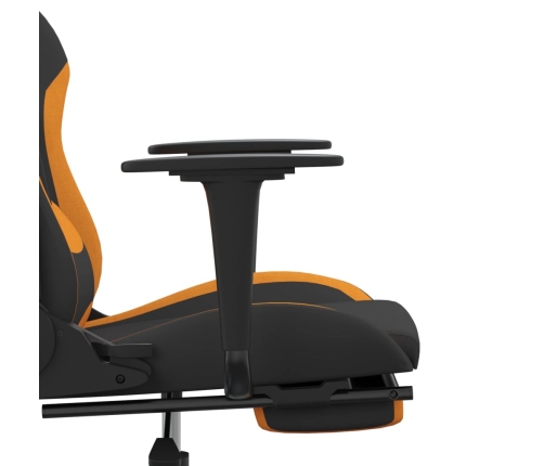 Silla gaming de masaje con reposapiés tela negro y naranja