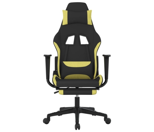 Silla gaming de masaje con reposapiés tela negro y verde claro