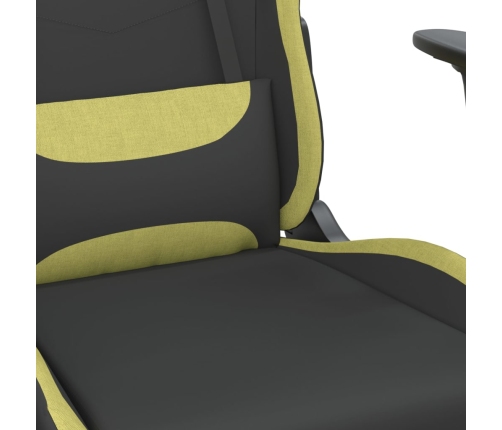 Silla gaming de masaje con reposapiés tela negro y verde claro