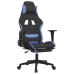 Silla gaming de masaje con reposapiés tela negro y azul