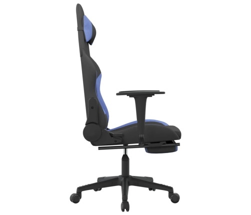 Silla gaming de masaje con reposapiés tela negro y azul