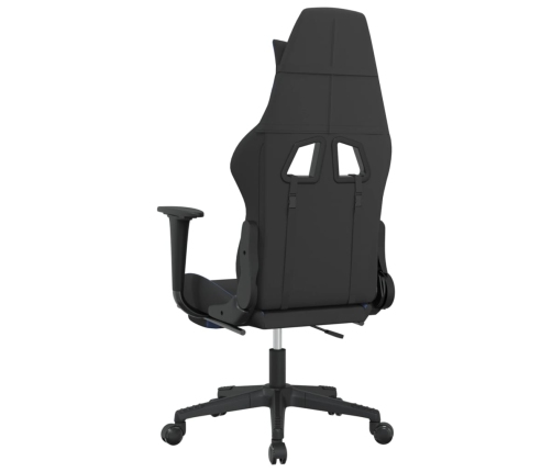 Silla gaming de masaje con reposapiés tela negro y azul