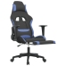 Silla gaming de masaje con reposapiés tela negro y azul