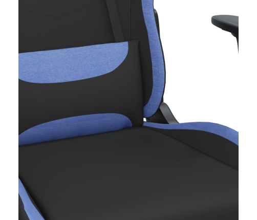 Silla gaming de masaje con reposapiés tela negro y azul