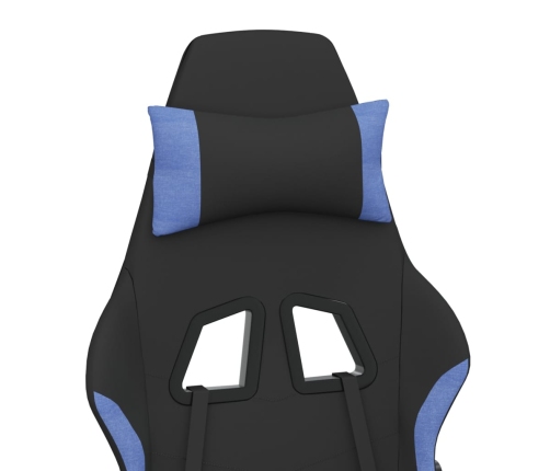 Silla gaming de masaje con reposapiés tela negro y azul