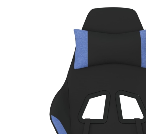 Silla gaming de masaje con reposapiés tela negro y azul