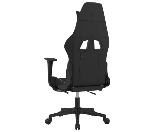 Silla gaming de masaje con reposapiés tela negro y blanco