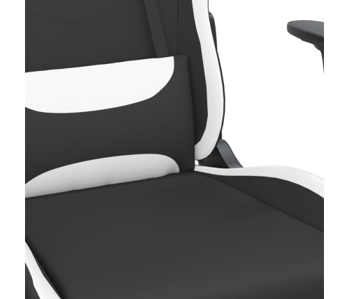 Silla gaming de masaje con reposapiés tela negro y blanco