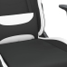 Silla gaming de masaje con reposapiés tela negro y blanco