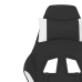 Silla gaming de masaje con reposapiés tela negro y blanco