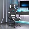 Silla gaming de masaje con reposapiés tela negro y blanco