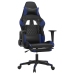 Silla gaming de masaje y reposapiés cuero sintético negro azul