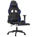 Silla gaming de masaje y reposapiés cuero sintético negro azul