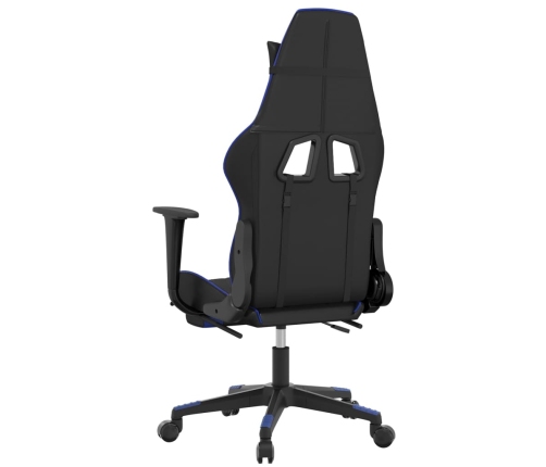 Silla gaming de masaje y reposapiés cuero sintético negro azul