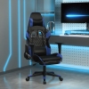 Silla gaming de masaje y reposapiés cuero sintético negro azul